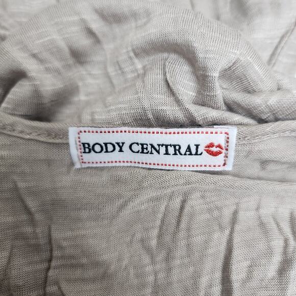 Body Central Ruffle Cascading Front Stripe Tan Tank Top Women's Size S - Picture 7 of 7